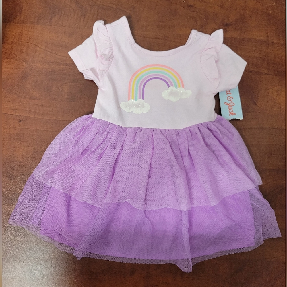 Cat & Jack Girls Purple and Pink Rainbow Dress 18 Months NWT